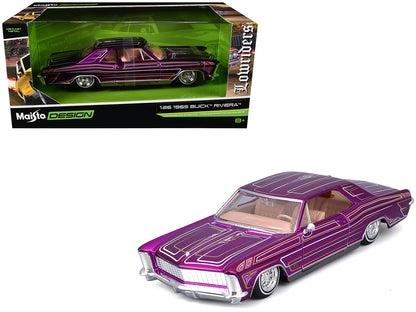 1965 Buick Riviera Lowrider Purple Metallic with Graphics "Lowriders" Series 1/26 Diecast Model Car by Maisto