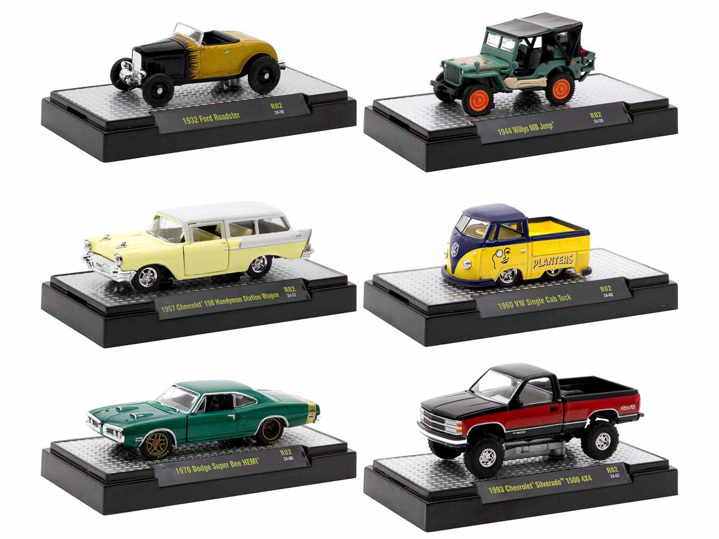 "Auto Meets" Set of 6 Cars IN DISPLAY CASES Release 82 Limited Edition 1/64 Diecast Model Cars by M2 Machines-DiecastModeler.com