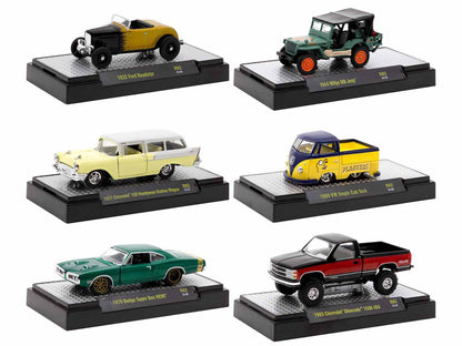 "Auto Meets" Set of 6 Cars IN DISPLAY CASES Release 82 Limited Edition 1/64 Diecast Model Cars by M2 Machines-DiecastModeler.com