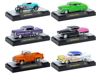 "Auto Meets" Set of 6 Cars IN DISPLAY CASES Release 88 Limited Edition 1/64 Diecast Model Cars by M2 Machines-DiecastModeler.com
