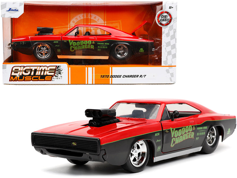 1970 Dodge Charger R/T "Voodoo Charger" Red and Black "Bigtime Muscle" Series 1/24 Diecast Model Car by Jada-DiecastModeler.com