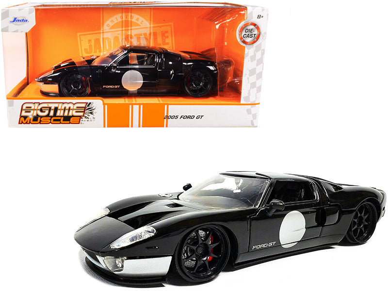 2005 Ford GT Black and Silver "Bigtime Muscle" Series 1/24 Diecast Model Car by Jada-DiecastModeler.com