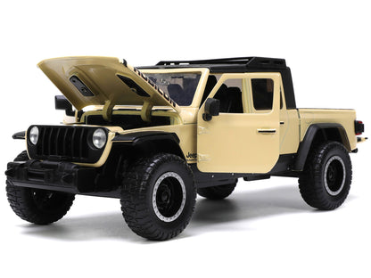 2020 Jeep Gladiator Rubicon Pickup Truck Cream with Roof Rack with Extra Wheels "Just Trucks" Series 1/24 Diecast Model Car by Jada-DiecastModeler.com