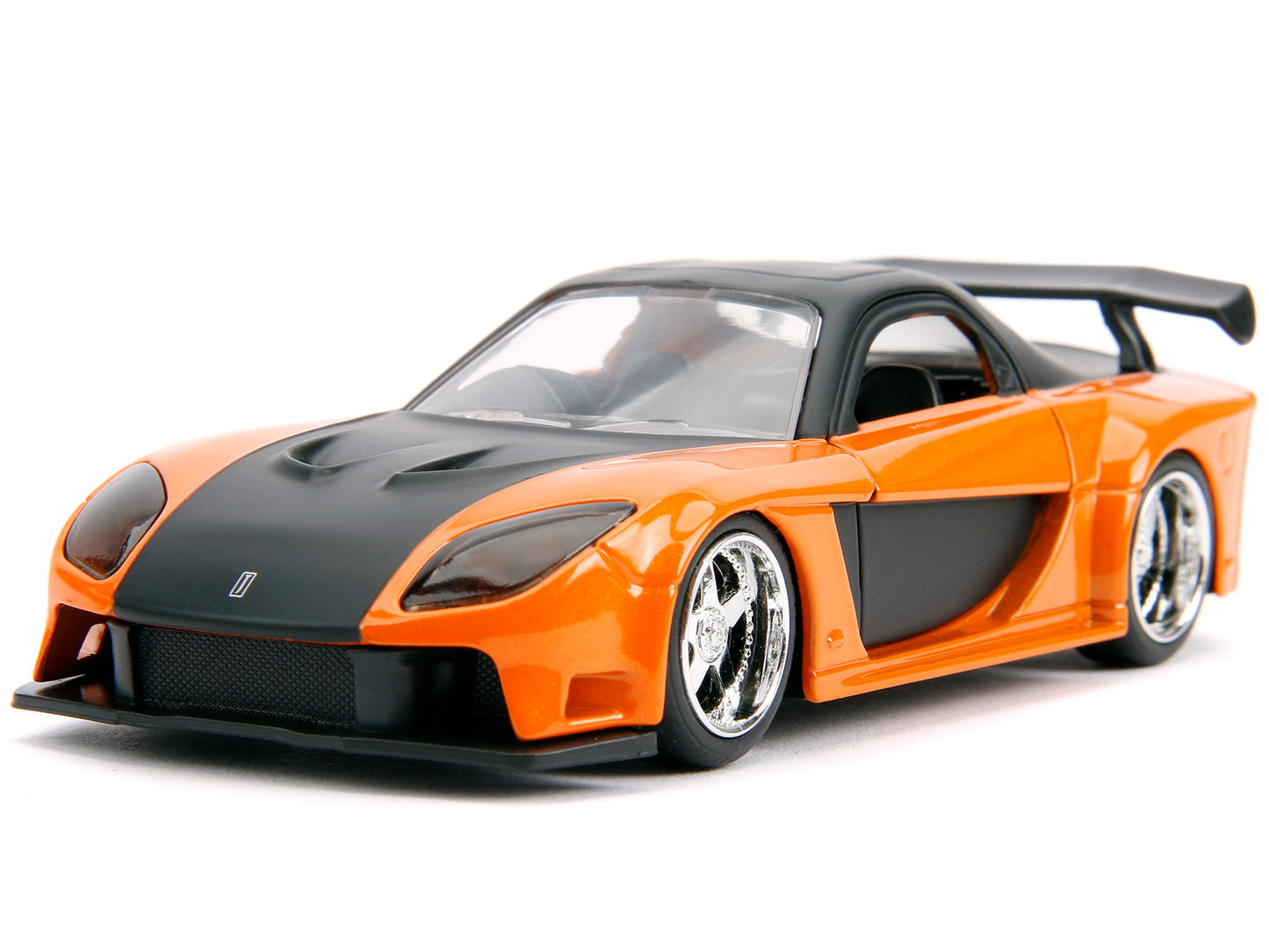 Han's Mazda RX-7 Orange Metallic and Matt Black and Toyota GR Supra Orange Metallic with Black Hood Set of 2 pieces "Fast & Furious" Series 1/32 Diecast Model Cars by Jada-DiecastModeler.com