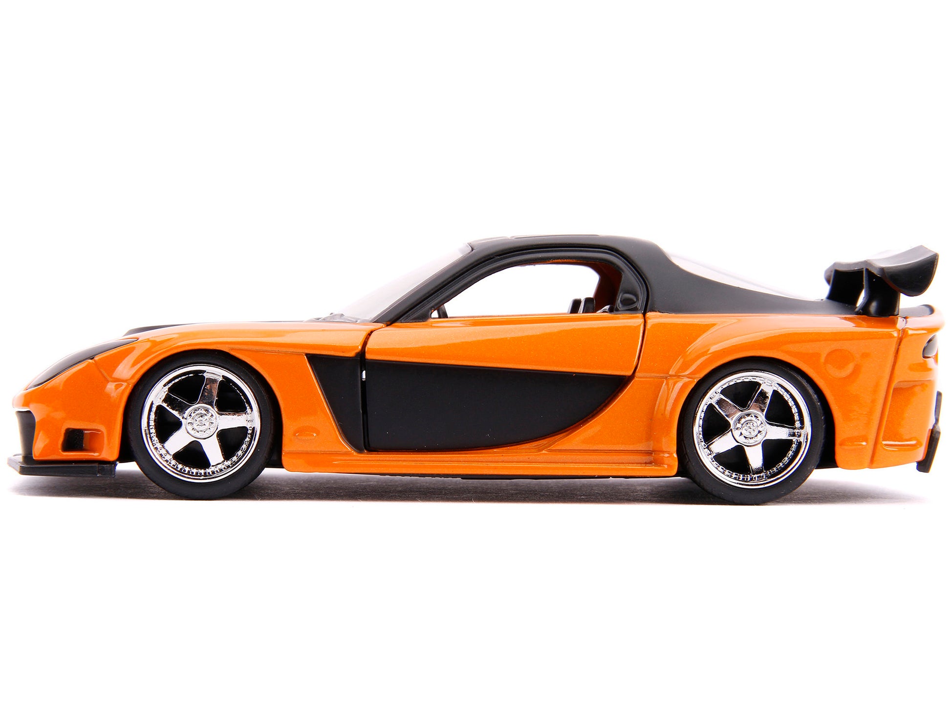 Han's Mazda RX-7 Orange Metallic and Matt Black and Toyota GR Supra Orange Metallic with Black Hood Set of 2 pieces "Fast & Furious" Series 1/32 Diecast Model Cars by Jada-DiecastModeler.com