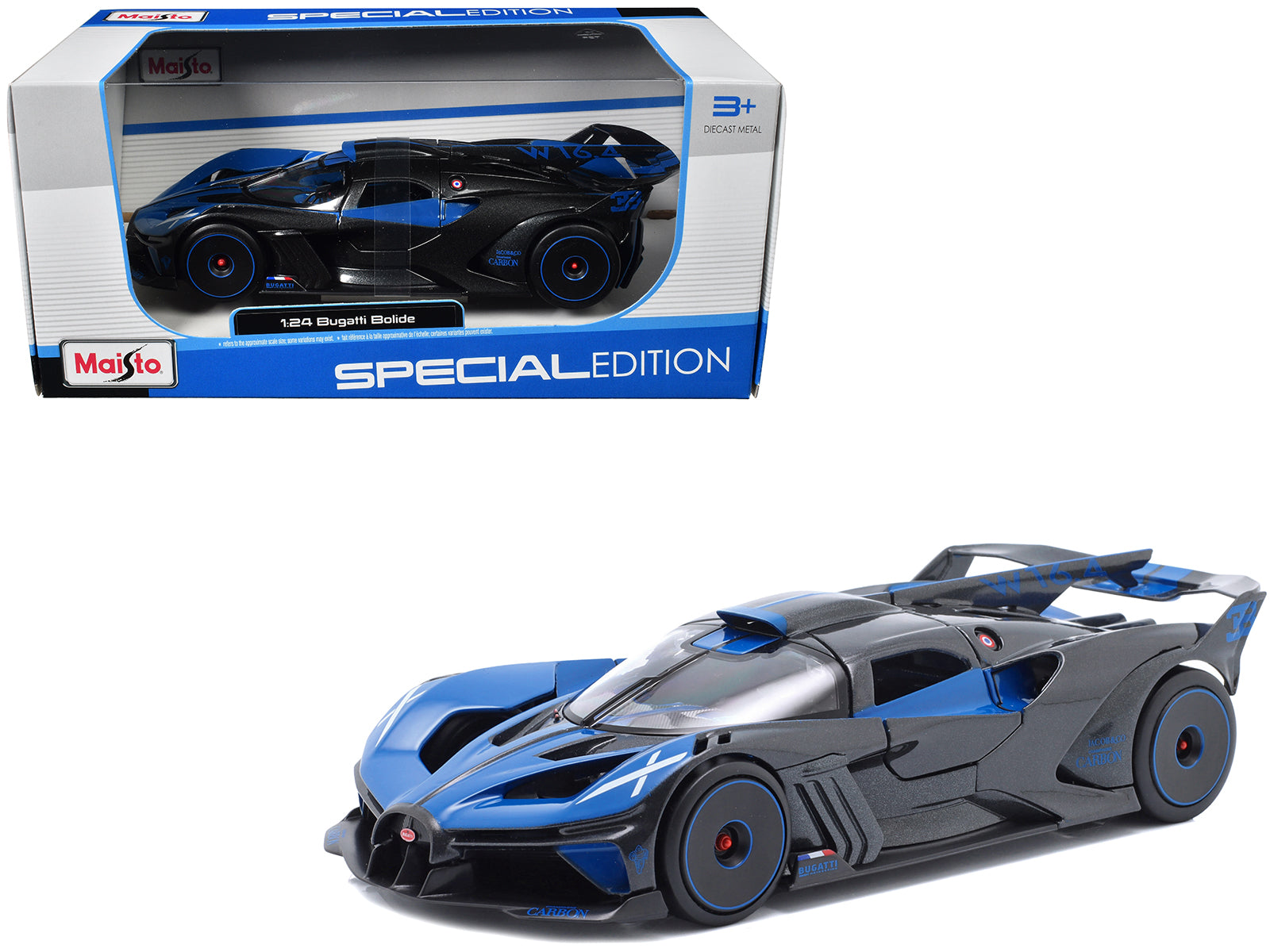 Bugatti Bolide Blue and Black Metallic "Special Edition" Series 1/24 Diecast Model Car by Maisto-DiecastModeler.com