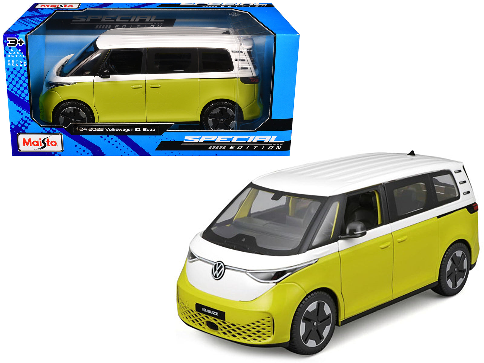 2023 Volkswagen ID. Buzz Van Yellow and White "Special Edition" Series 1/24 Diecast Model Car by Maisto-DiecastModeler.com