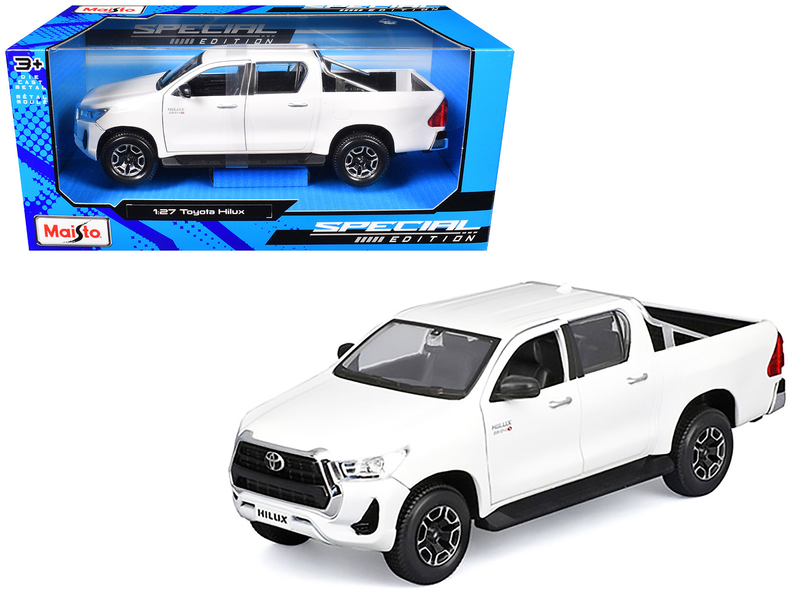 Toyota Hilux Pickup Truck White "Special Edition" Series 1/27 Diecast Model Car by Maisto-DiecastModeler.com