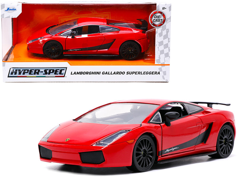 Lamborghini Gallardo Superleggera Red with Black Stripes "Hyper-Spec" Series 1/24 Diecast Model Car by Jada-DiecastModeler.com