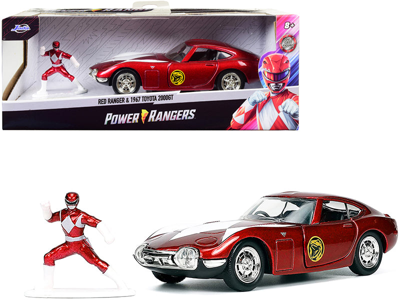 1967 Toyota 2000GT RHD (Right Hand Drive) Red Metallic and Red Ranger Diecast Figurine "Power Rangers" "Hollywood Rides" Series 1/32 Diecast Model Car by Jada-DiecastModeler.com