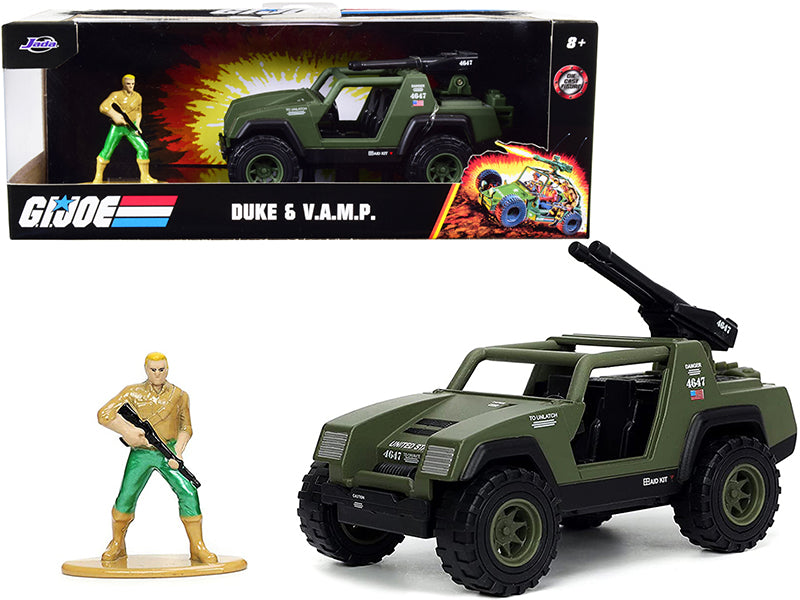V.A.M.P. Olive Green and Duke Diecast Figurine "G.I. Joe" "Hollywood Rides" Series 1/32 Diecast Model Car by Jada-DiecastModeler.com