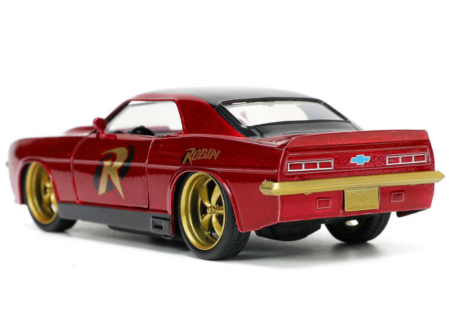 1969 Chevrolet Camaro Dark Red Metallic with Black Top and Robin Diecast Figure "Batman" "Hollywood Rides" Series 1/32 Diecast Model Car by Jada-DiecastModeler.com