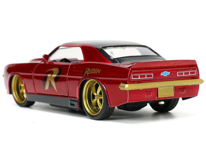 1969 Chevrolet Camaro Dark Red Metallic with Black Top and Robin Diecast Figure "Batman" "Hollywood Rides" Series 1/32 Diecast Model Car by Jada-DiecastModeler.com