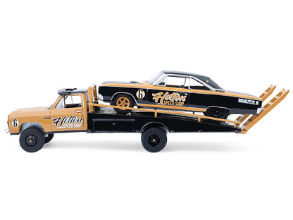 1985 Dodge Ram D350 Ramp Truck and 1965 Dodge Coronet "Hotton Speed Shop" Brown and Black "H.D. Trucks" Series 26 1/64 Diecast Model Cars by Greenlight