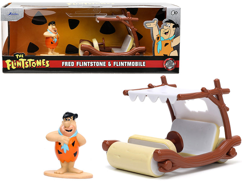 Flintmobile with Fred Flintstone Diecast Figurine "The Flintstones" "Hollywood Rides" Series 1/32 Diecast Model Car by Jada-DiecastModeler.com