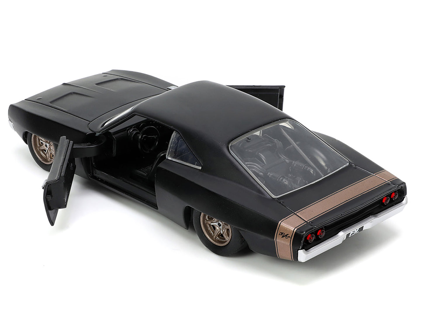 1968 Dodge Charger Widebody Matt Black with Bronze Tail Stripe "F9" (2021) Movie "Fast & Furious" Series 1/32 Diecast Model Car by Jada-DiecastModeler.com