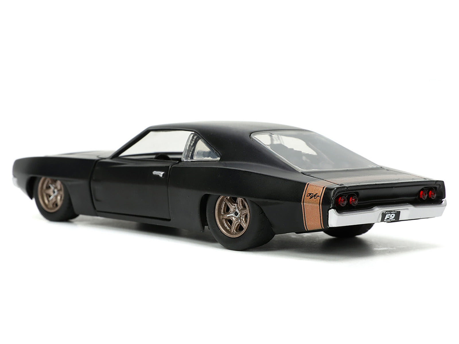 1968 Dodge Charger Widebody Matt Black with Bronze Tail Stripe "F9" (2021) Movie "Fast & Furious" Series 1/32 Diecast Model Car by Jada-DiecastModeler.com