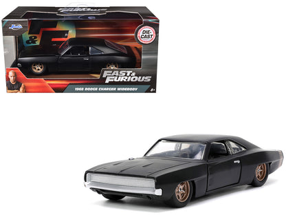1968 Dodge Charger Widebody Matt Black with Bronze Tail Stripe "F9" (2021) Movie "Fast & Furious" Series 1/32 Diecast Model Car by Jada-DiecastModeler.com