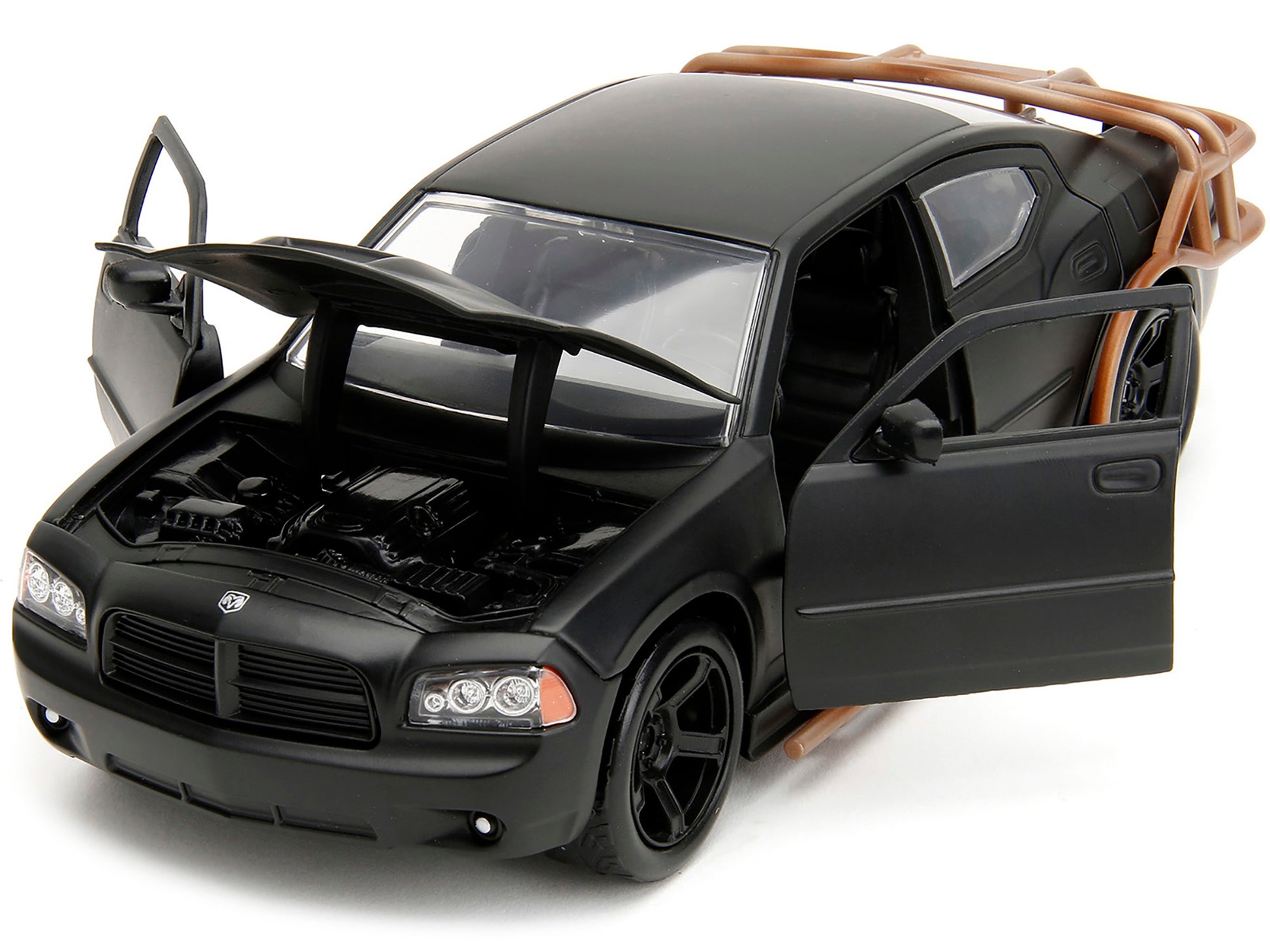 2006 Dodge Charger Matt Black with Outer Cage "Fast & Furious" Movie 1/24 Diecast Model Car by Jada-DiecastModeler.com