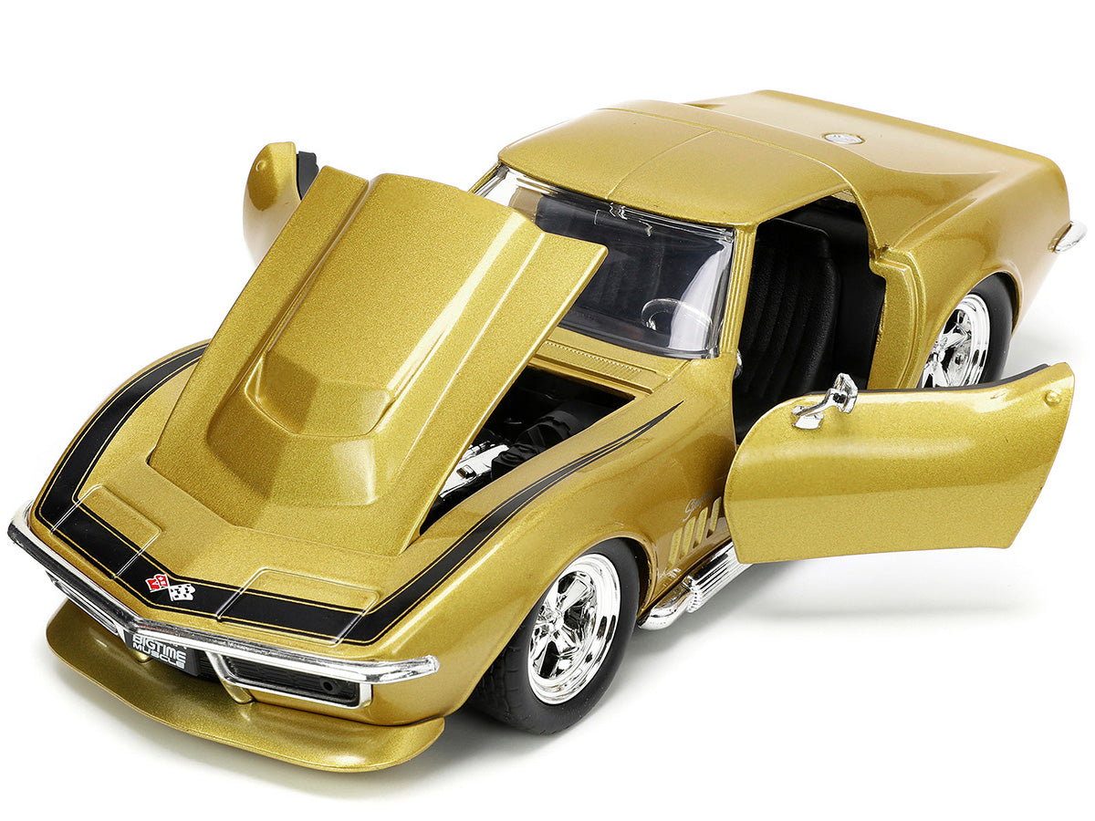 1969 Chevrolet Corvette Stingray ZL-1 Gold Metallic with Black Stripe "Bigtime Muscle" Series 1/24 Diecast Model Car by Jada-DiecastModeler.com