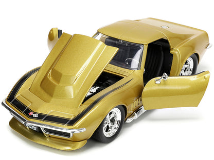 1969 Chevrolet Corvette Stingray ZL-1 Gold Metallic with Black Stripe "Bigtime Muscle" Series 1/24 Diecast Model Car by Jada-DiecastModeler.com