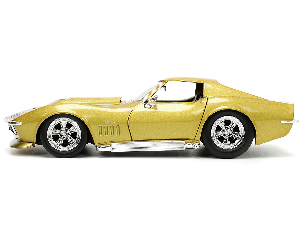 1969 Chevrolet Corvette Stingray ZL-1 Gold Metallic with Black Stripe "Bigtime Muscle" Series 1/24 Diecast Model Car by Jada-DiecastModeler.com