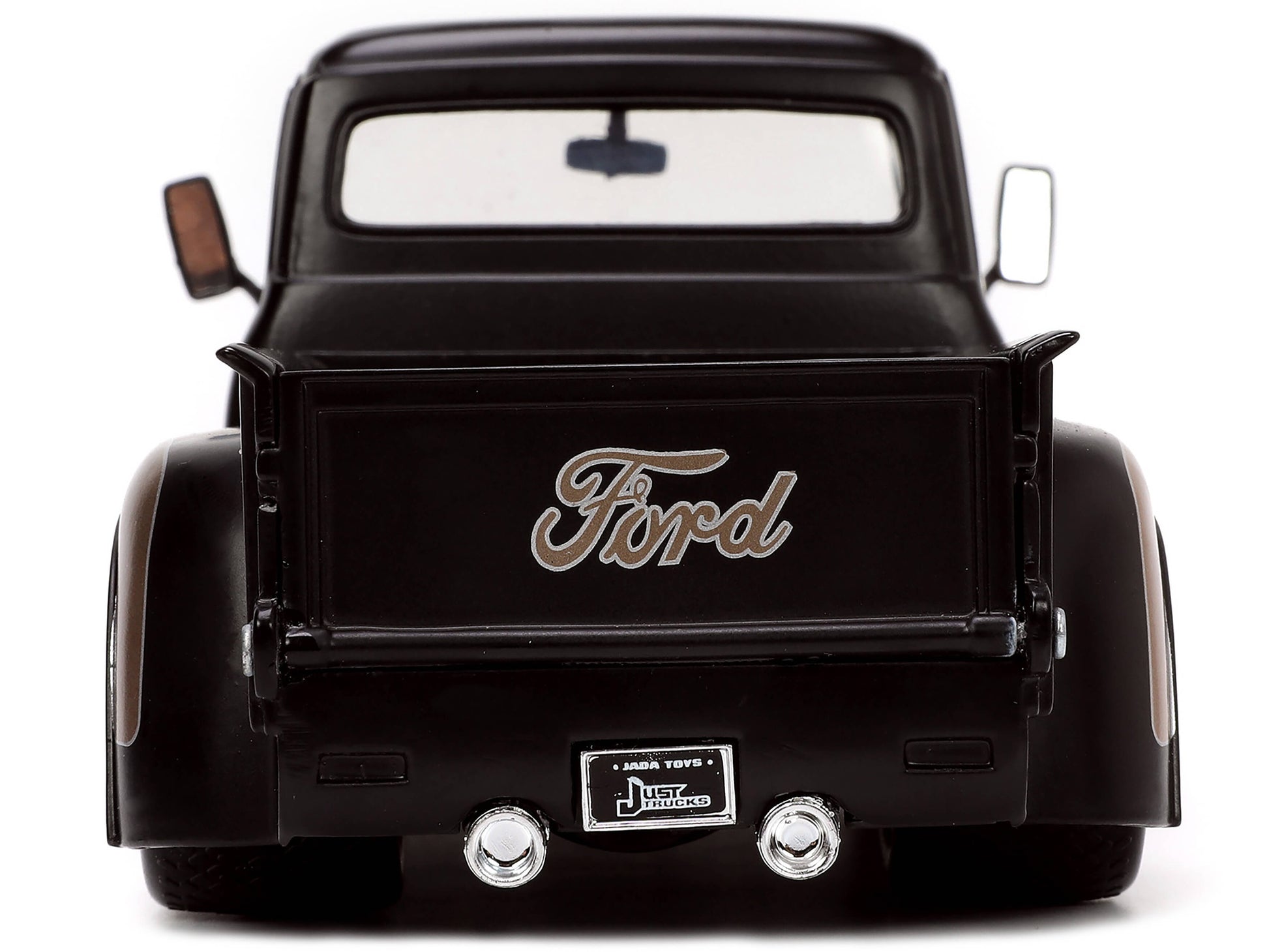 1956 Ford F-100 Pickup Truck Matt Black and Champagne with Flames with Extra Wheels "Just Trucks" Series 1/24 Diecast Model Car by Jada-DiecastModeler.com