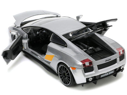 Lamborghini Gallardo Superleggera Silver Metallic with Yellow Stripes "Hyper-Spec" Series 1/24 Diecast Model Car by Jada-DiecastModeler.com