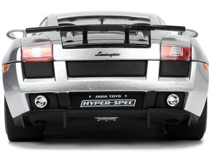 Lamborghini Gallardo Superleggera Silver Metallic with Yellow Stripes "Hyper-Spec" Series 1/24 Diecast Model Car by Jada-DiecastModeler.com