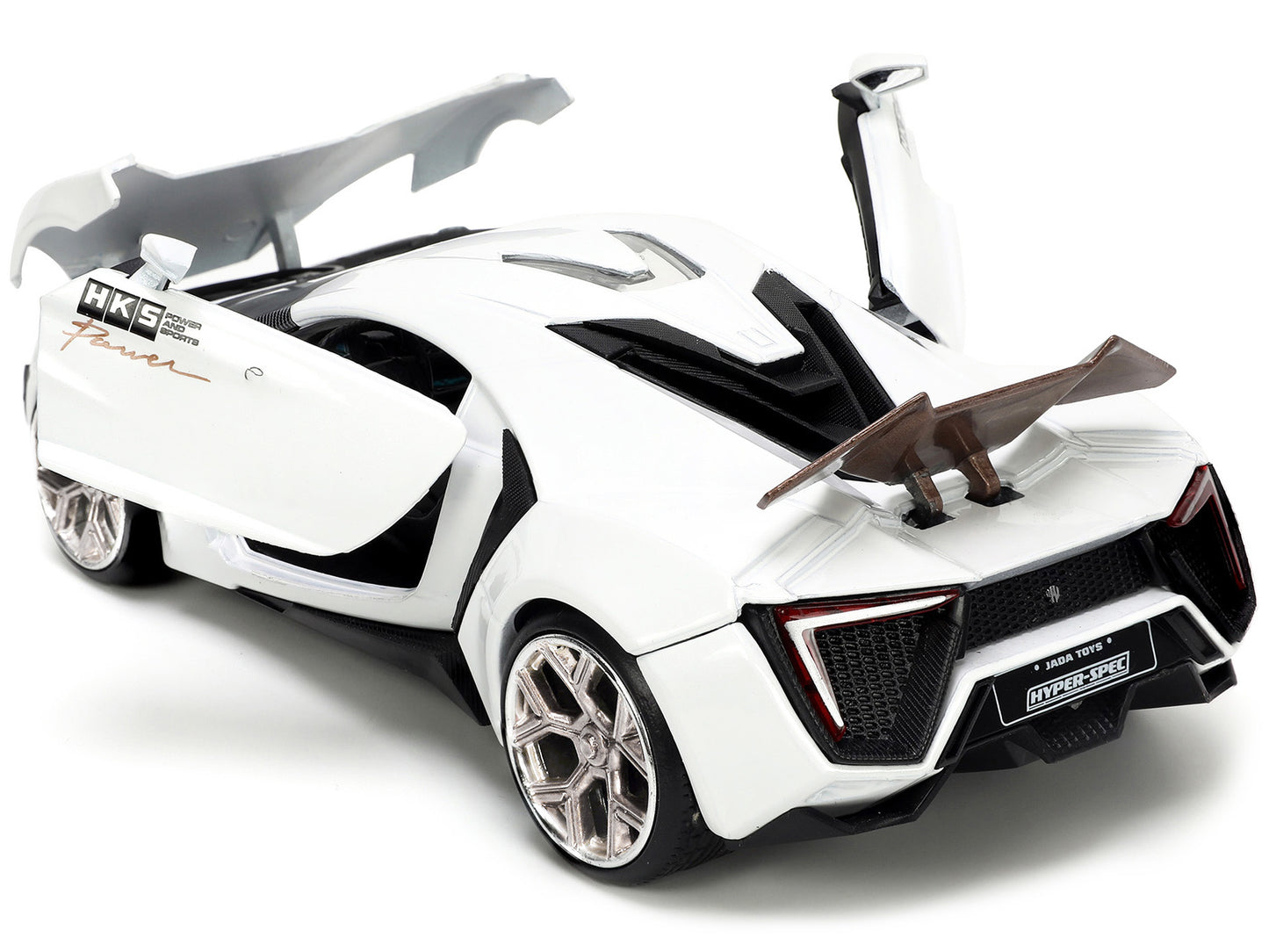 Lykan Hypersport White with Bronze Metallic Rear Spoiler "HKS" "Hyper-Spec" Series 1/24 Diecast Model Car by Jada-DiecastModeler.com