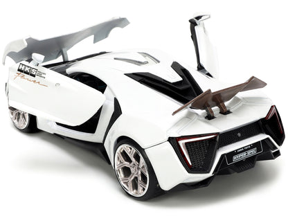 Lykan Hypersport White with Bronze Metallic Rear Spoiler "HKS" "Hyper-Spec" Series 1/24 Diecast Model Car by Jada-DiecastModeler.com