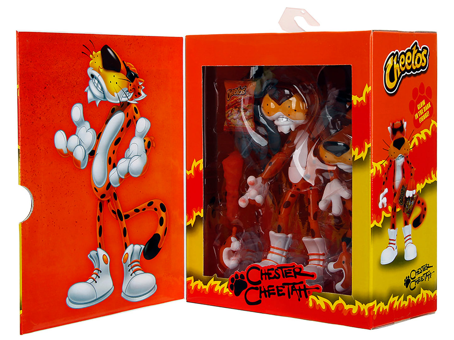Chester Cheetah 5.5" Glow-in-the-Dark Figure with Accessories and Alternate Head and Hands "Flamin' Hot Cheetos Crunchy" Model by Jada-DiecastModeler.com