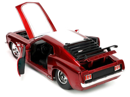 1970 Ford Mustang Boss 429 Candy Red with White Stripes "Super Boss" "Bigtime Muscle" Series 1/24 Diecast Model Car by Jada-DiecastModeler.com