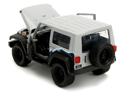 2007 Jeep Wrangler Gray and Black with Blue and White Stripes with Extra Wheels "Just Trucks" Series 1/24 Diecast Model Car by Jada