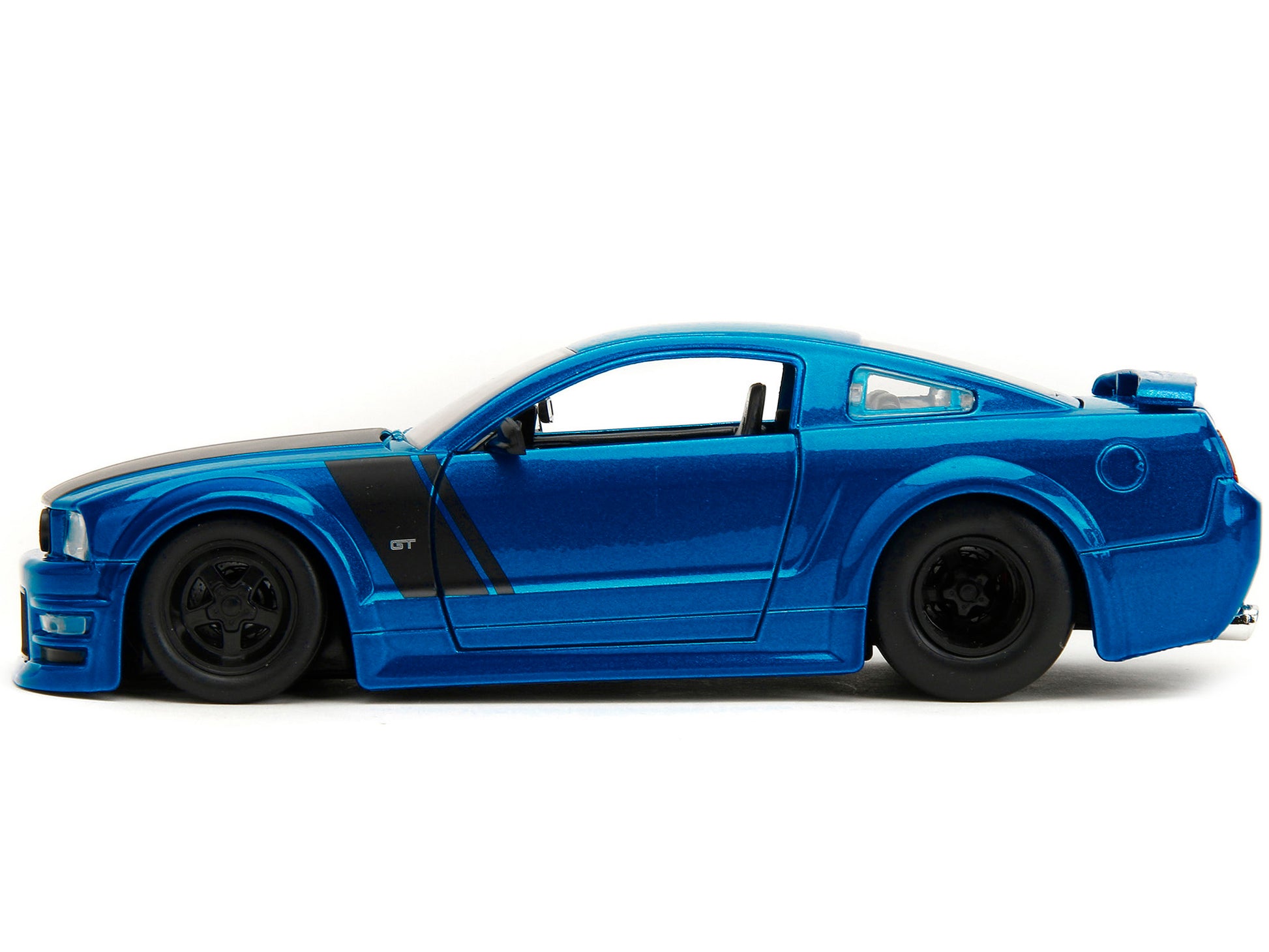 2006 Ford Mustang GT Blue Metallic with Matt Black Hood and Stripes "Bigtime Muscle" Series 1/24 Diecast Model Car by Jada-DiecastModeler.com