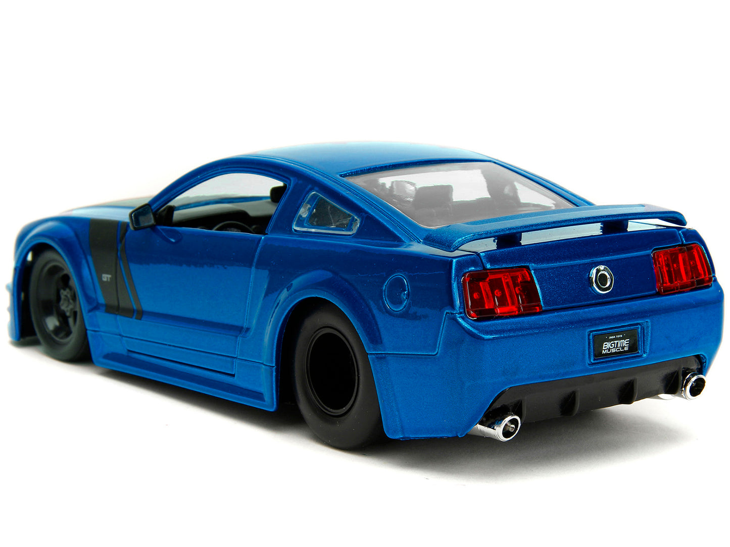 2006 Ford Mustang GT Blue Metallic with Matt Black Hood and Stripes "Bigtime Muscle" Series 1/24 Diecast Model Car by Jada-DiecastModeler.com