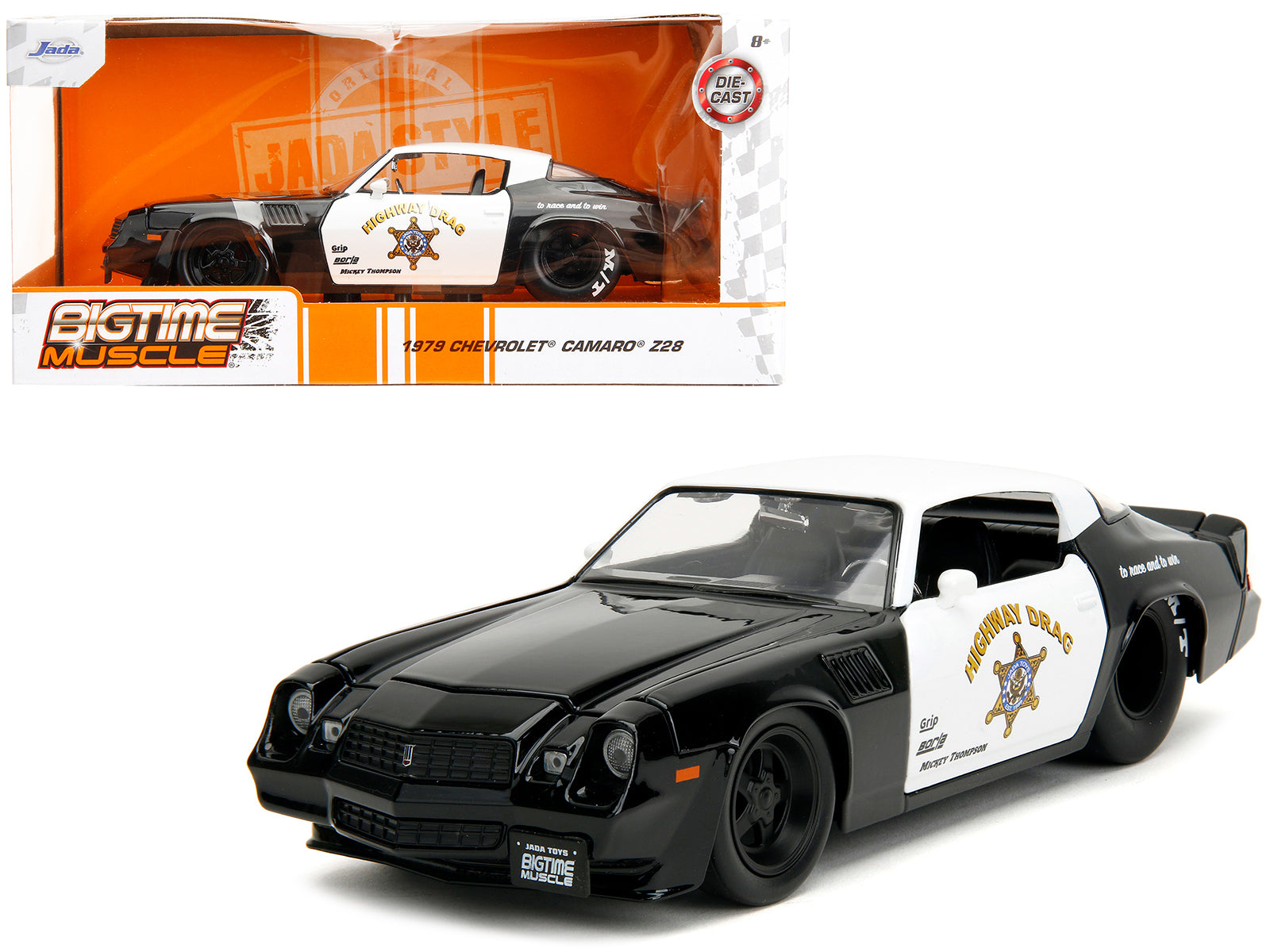 1979 Chevrolet Camaro Z28 Police Black and White "Highway Drag" "Bigtime Muscle" Series 1/24 Diecast Model Car by Jada-DiecastModeler.com