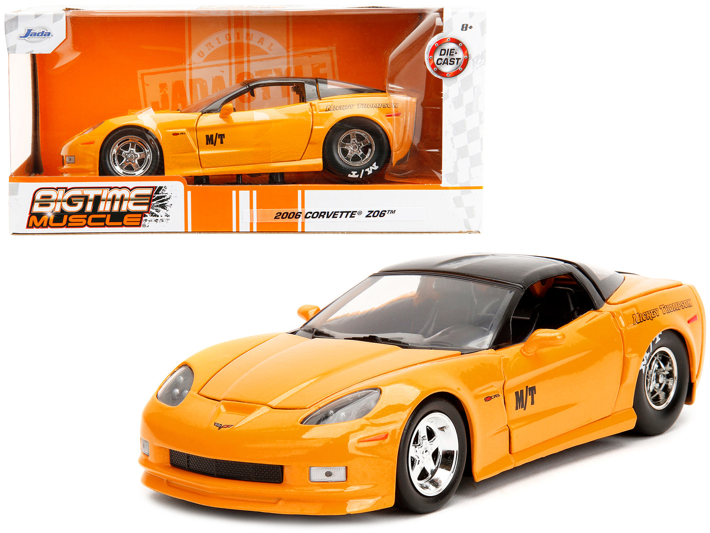 2006 Chevrolet Corvette Yellow with Black Top "Mickey Thompson" "Bigtime Muscle" Series 1/24 Diecast Model Car by Jada-DiecastModeler.com