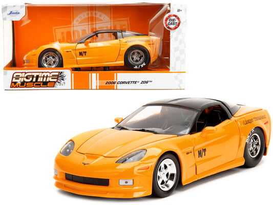 2006 Chevrolet Corvette Yellow with Black Top "Mickey Thompson" "Bigtime Muscle" Series 1/24 Diecast Model Car by Jada-DiecastModeler.com