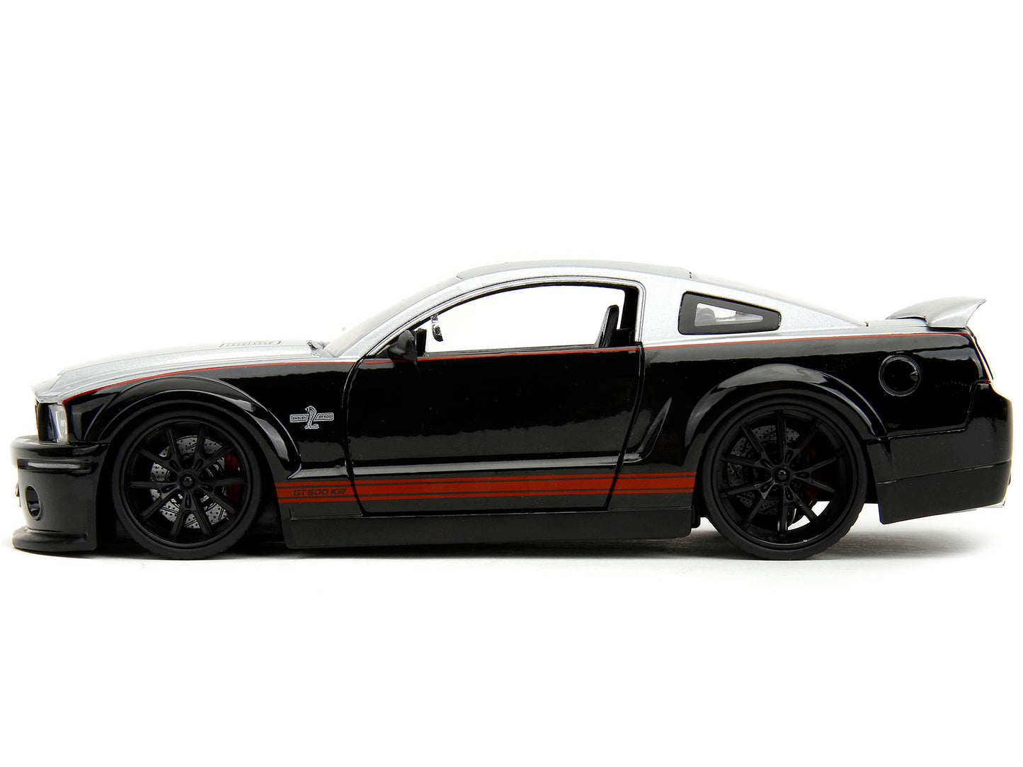 2008 Ford Shelby Mustang GT-500KR Silver and Black with Red Stripes "Bigtime Muscle" Series 1/24 Diecast Model Car by Jada-DiecastModeler.com