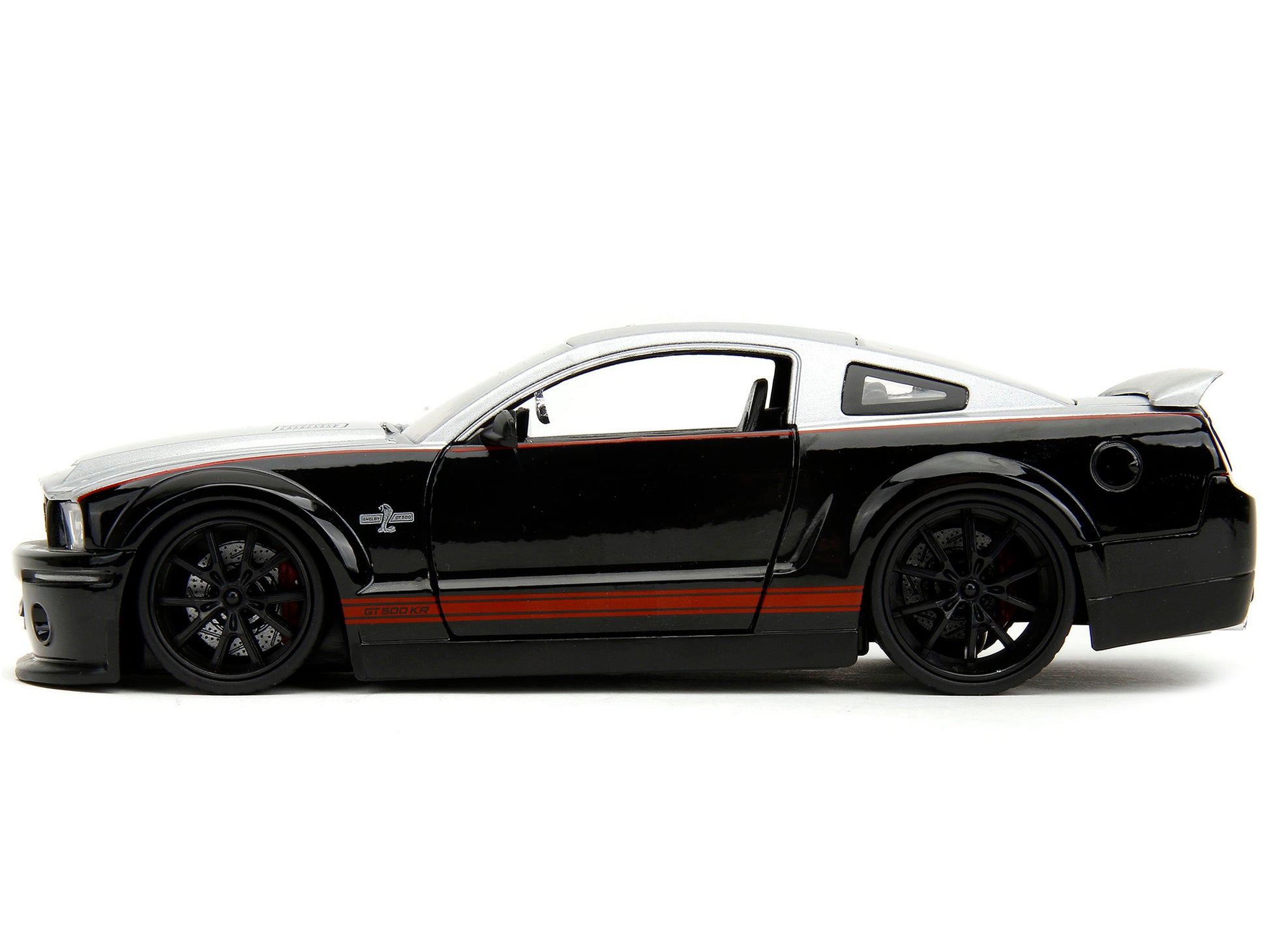 2008 Ford Shelby Mustang GT-500KR Silver and Black with Red Stripes "Bigtime Muscle" Series 1/24 Diecast Model Car by Jada-DiecastModeler.com