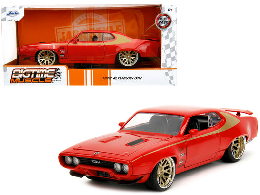 1972 Plymouth GTX Red with Gold Graphics "Bigtime Muscle" Series 1/24 Diecast Model Car by Jada-DiecastModeler.com