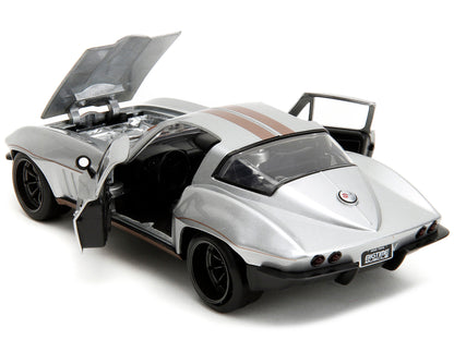 1966 Chevrolet Corvette Silver Metallic with Bronze Stripes "Bigtime Muscle" Series 1/24 Diecast Model Car by Jada-DiecastModeler.com