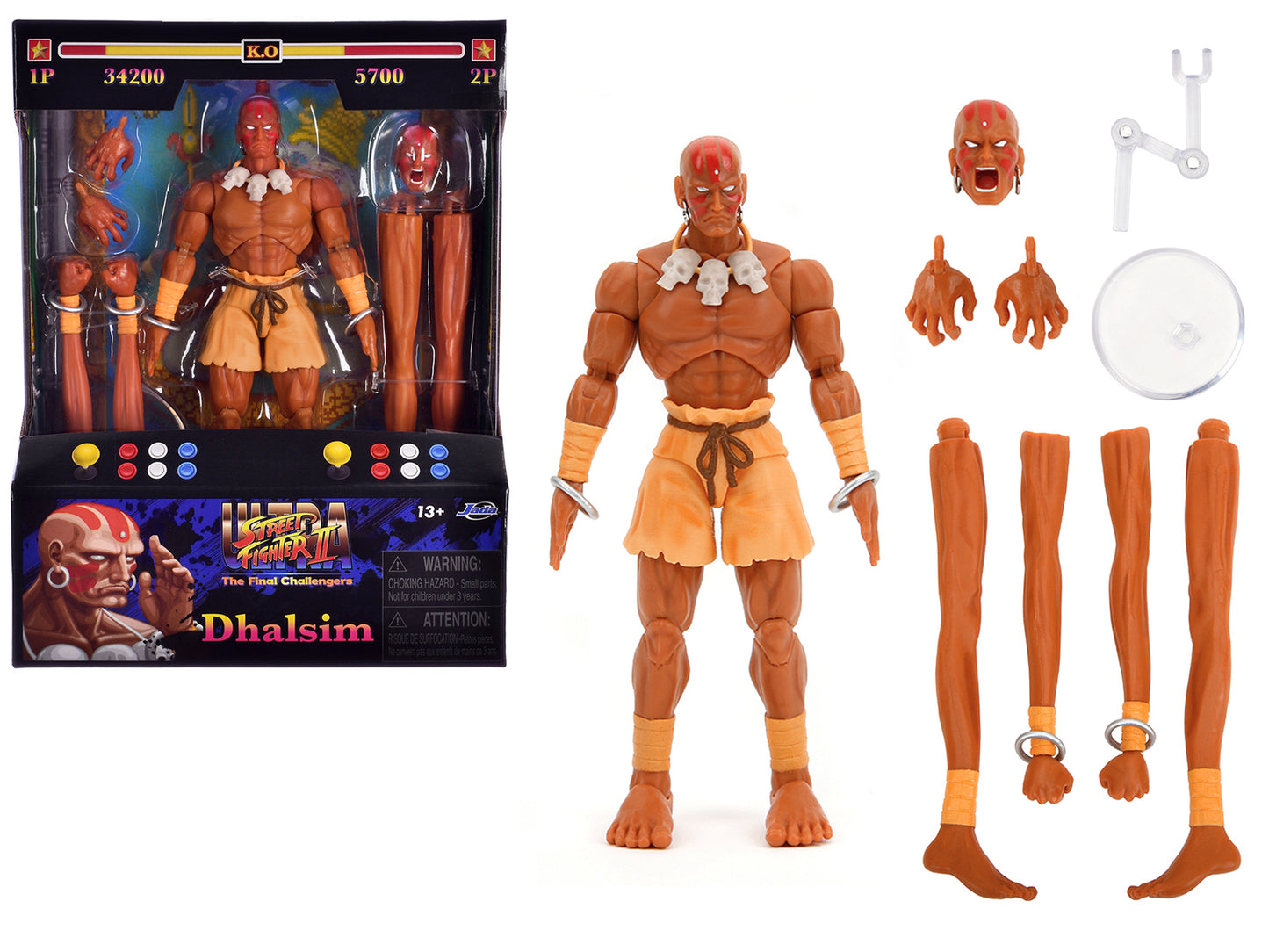 Dhalsim 6" Moveable Figure with Alternate Head and Limbs "Ultra Street Fighter II: The Final Challengers" (2017) Video Game Model by Jada-DiecastModeler.com