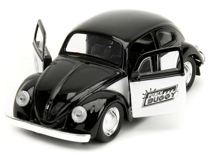 1959 Volkswagen Beetle "Punch Buggy" Black and White and Boxing Gloves Accessory "Punch Buggy" Series 1/32 Diecast Model Car by Jada-DiecastModeler.com