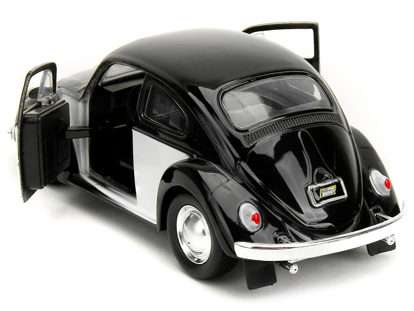 1959 Volkswagen Beetle "Punch Buggy" Black and White and Boxing Gloves Accessory "Punch Buggy" Series 1/32 Diecast Model Car by Jada