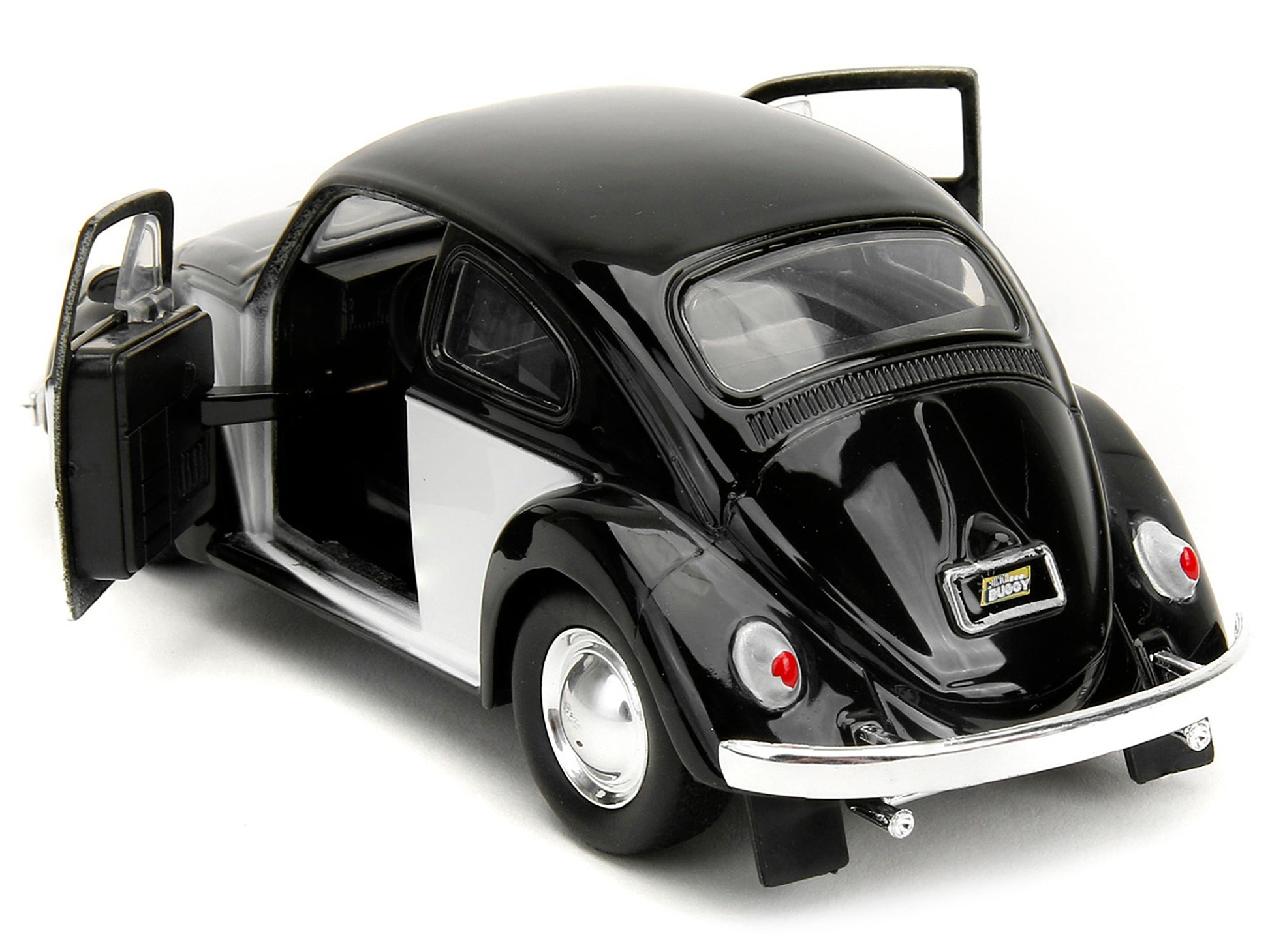 1959 Volkswagen Beetle "Punch Buggy" Black and White and Boxing Gloves Accessory "Punch Buggy" Series 1/32 Diecast Model Car by Jada-DiecastModeler.com
