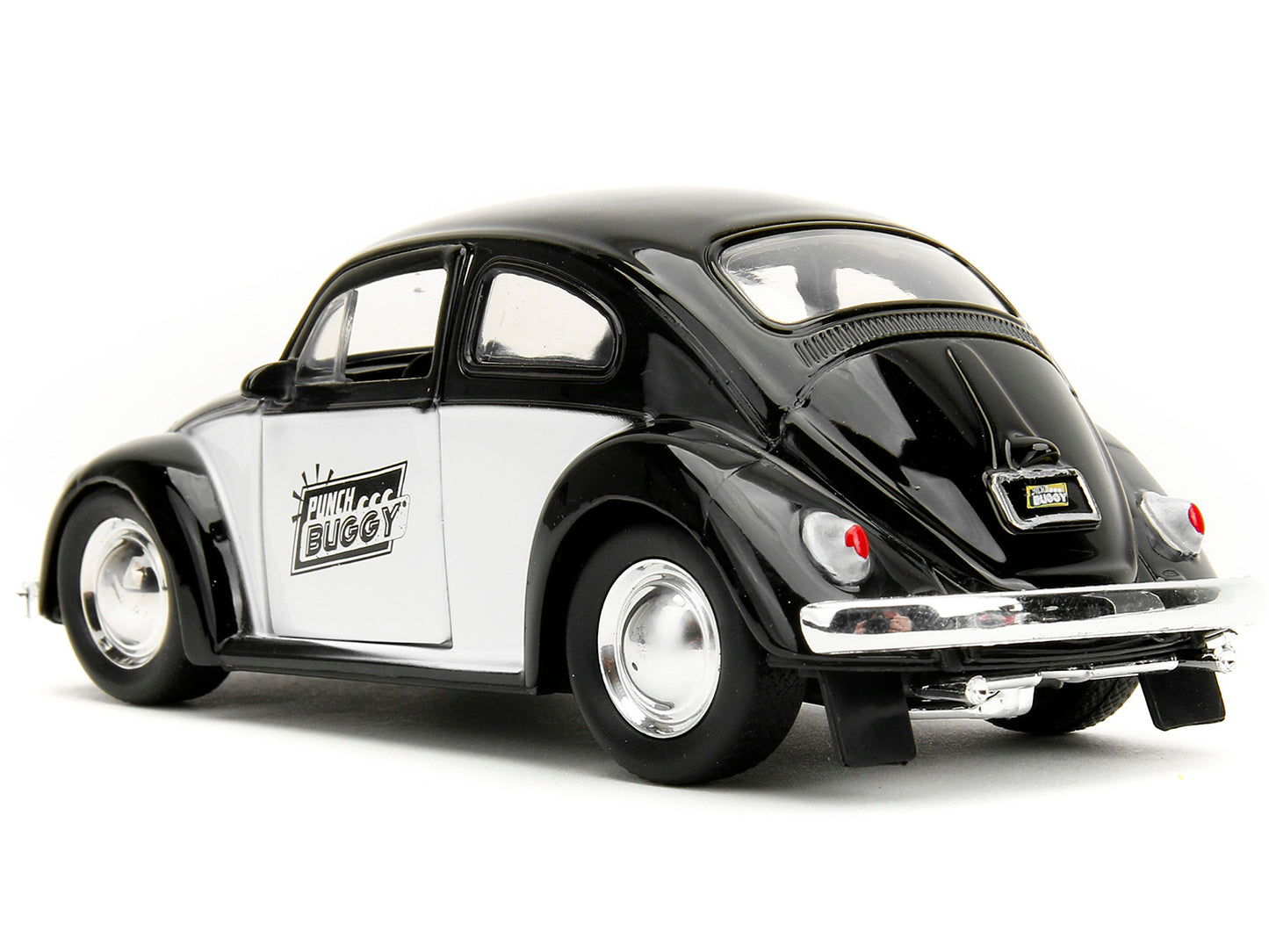 1959 Volkswagen Beetle "Punch Buggy" Black and White and Boxing Gloves Accessory "Punch Buggy" Series 1/32 Diecast Model Car by Jada-DiecastModeler.com