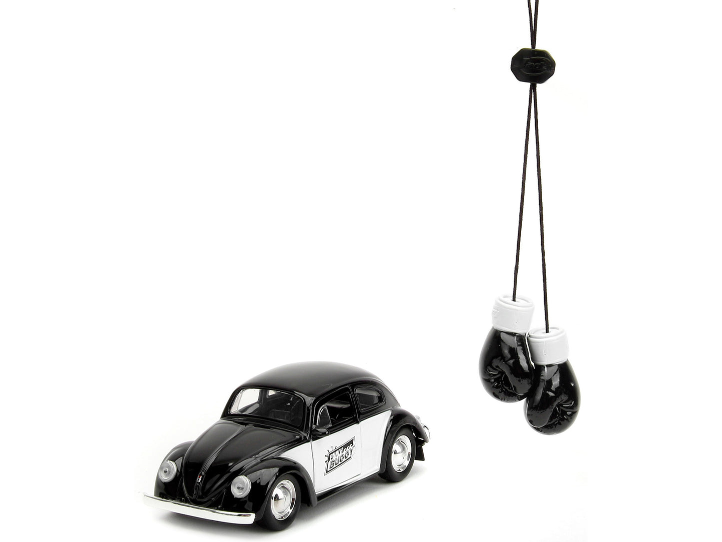 1959 Volkswagen Beetle "Punch Buggy" Black and White and Boxing Gloves Accessory "Punch Buggy" Series 1/32 Diecast Model Car by Jada-DiecastModeler.com