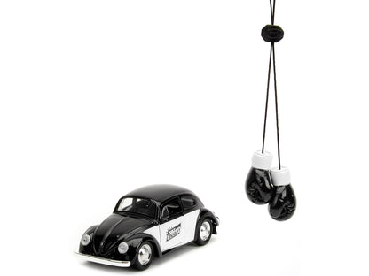 1959 Volkswagen Beetle "Punch Buggy" Black and White and Boxing Gloves Accessory "Punch Buggy" Series 1/32 Diecast Model Car by Jada-DiecastModeler.com